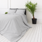 Premium satin bettwäsche set "Silvara". Bettwäsche 150x200, 135/140x200 cm, 150x200 cm, 155/160x200 cm, 180x200 cm, 200x200 cm, 200x220 cm, 220x240 cm. Elegantes graues design in ruhiger, einfarbiger optik