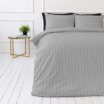 Premium satin bettwäsche set "Silver Stripe Sateen". Bettwäsche 150x200, 135/140x200 cm, 150x200 cm, 155/160x200 cm, 180x200 cm, 200x200 cm, 200x220 cm, 220x240 cm. Graue streifenbettwäsche mit sanftem satinlook