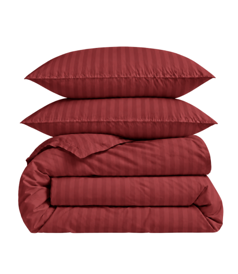 Premium satin bettwäsche set "Sun-dried Tomato Stripe Sateen". Bettwäsche aus Satin