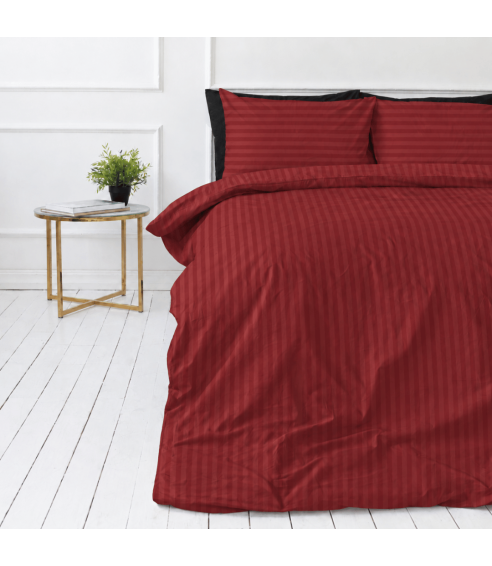Premium satin bettwäsche set "Sun-dried Tomato Stripe Sateen". Bettwäsche aus Satin