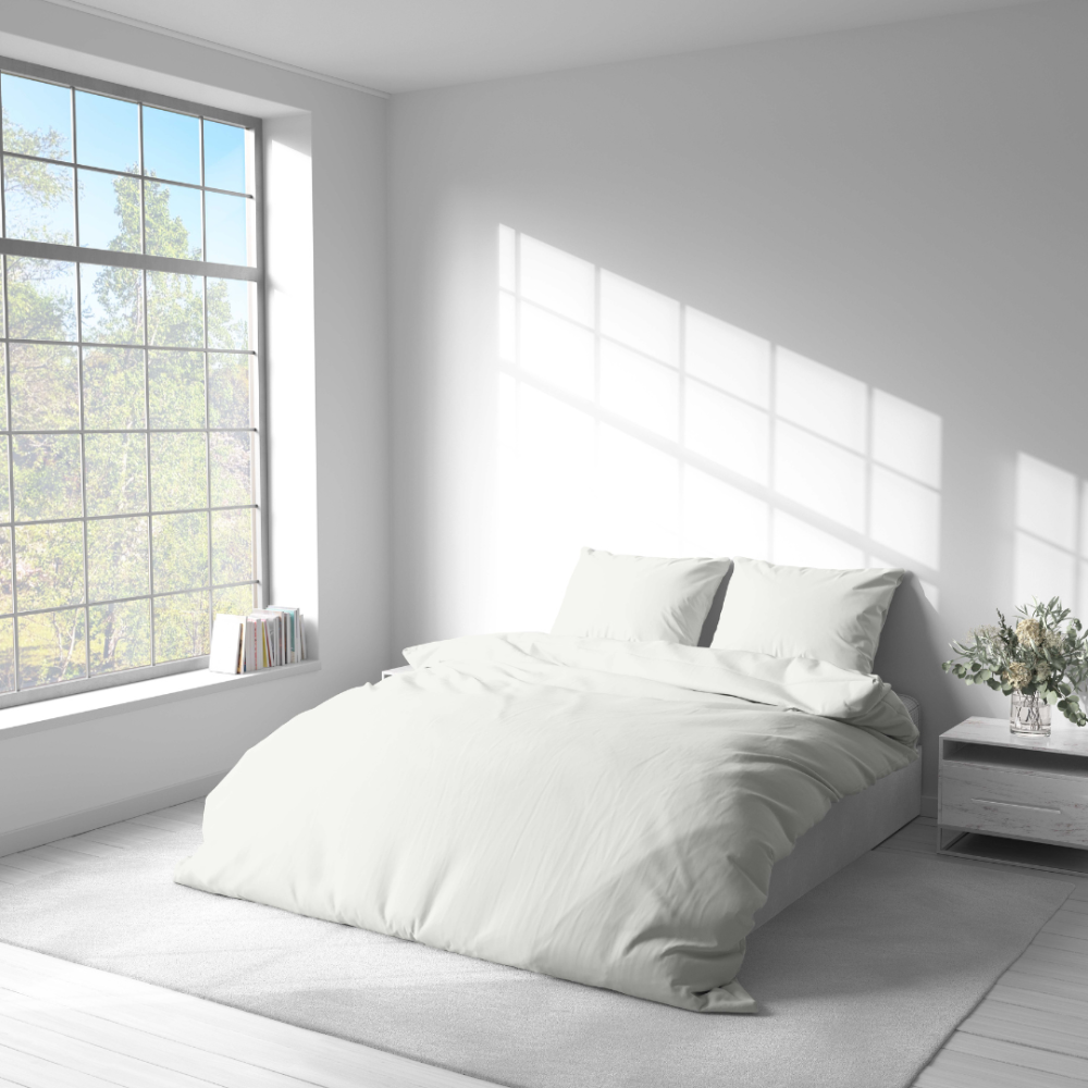 Premium satin bettwäsche set "Vanilla glow". Bettwäsche aus Satin, 135/140x200 cm, 200x200 cm, 200x220 cm, 220x240 cm. Zartes bettwäsche-set in vanillefarbe, das eine gemütliche und warme atmosphäre schafft.