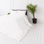 Premium satin bettwäsche set "White Stripe Sateen". Mako Satin Bettwäsche, 135/140x200 cm, 150x200 cm, 155/160x200 cm, 180x200 cm, 200x200 cm, 200x220 cm, 220x240 cm. Weiß gestreifte bettwäsche mit elegantem und sauberem look Premium satin bettwäsche set "White Stripe Sateen". Mako Satin Bettwäsche, 135/140x200 cm, 150x200 cm, 155/160x200 cm, 180x200 cm, 200x200 cm, 200x220 cm, 220x240 cm. Weiß gestreifte bettwäsche mit elegantem und sauberem look