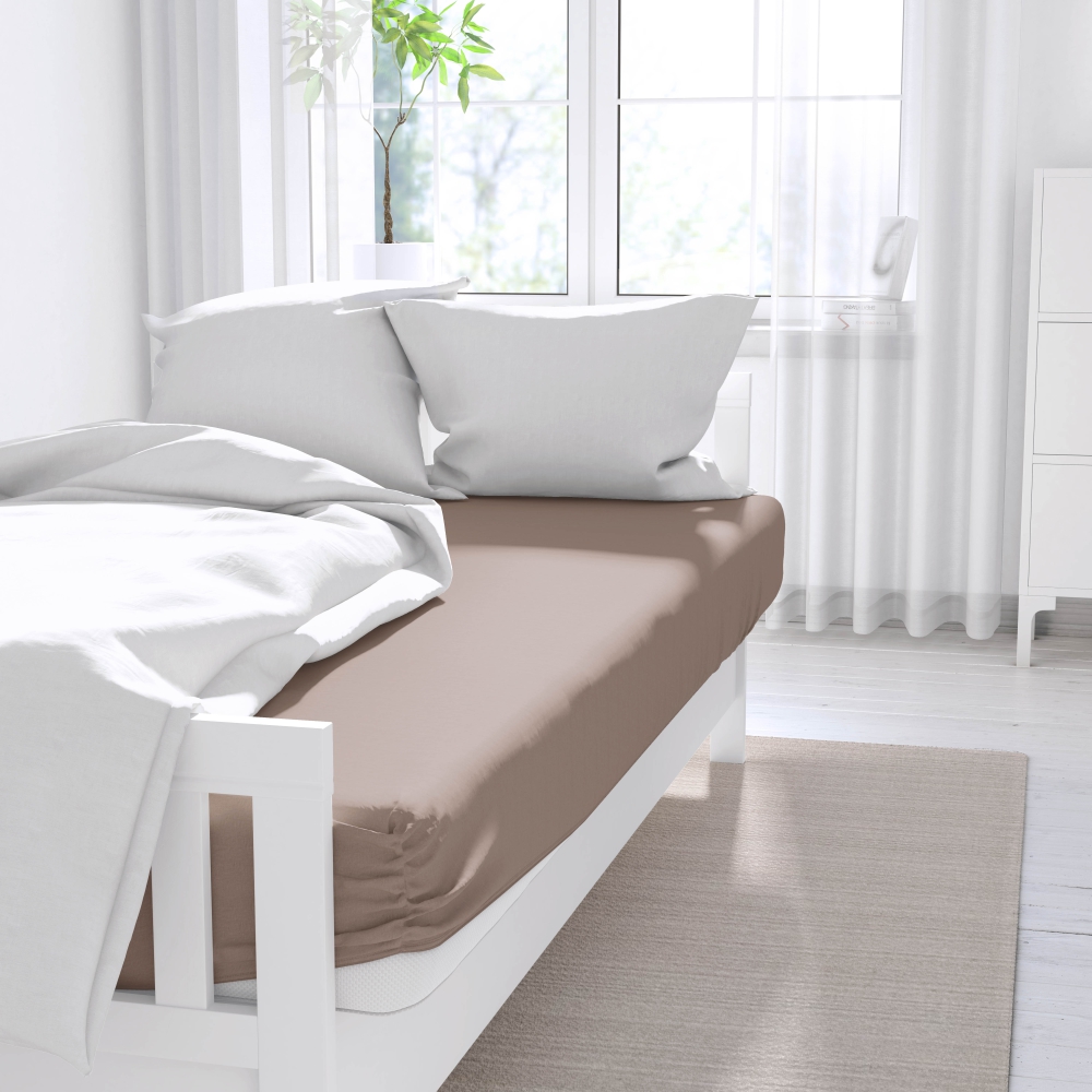 Satin Bettlaken „Dark ecru“. Bettlaken, 150x220 cm, 180x220 cm, 200x220 cm, 220x240 cm