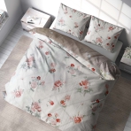 Satin Kissenbezüge „Pure Romance“. Geblümter bezug mit rosa und roten blüten.