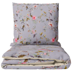 Satin bettwäsche set "Daphne". Bettwäsche 135x200, 135/140x200 cm, 200x200 cm, 200x220 cm. Grau-violette bettwäsche mit sanftem rosa, weißem und grünem blütendesign Satin bettwäsche set "Daphne". Bettwäsche 135x200, 135/140x200 cm, 200x200 cm, 200x220 cm. Grau-violette bettwäsche mit sanftem rosa, weißem und grünem blütendesign