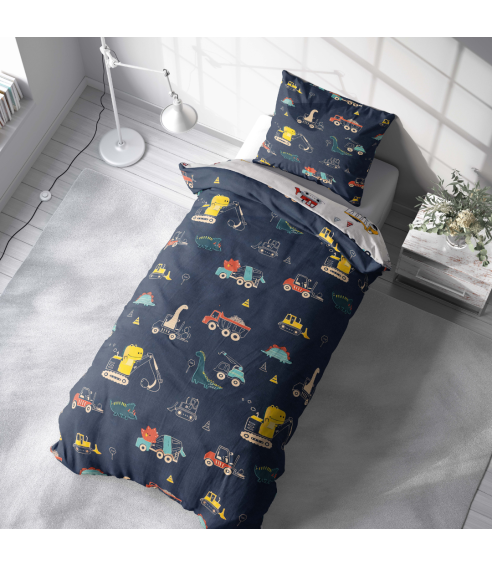 Premium satin bettwäsche set "Dinoscape". Bettwäsche aus Satin