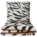Satin bettwäsche set "Exotic Zebra". Bettwäsche 135x200, 135/140x200 cm, 200x200 cm, 200x220 cm. Weiße bettwäsche mit schwarzem zebra-muster und brauner innenseite als akzent Satin bettwäsche set "Exotic Zebra". Bettwäsche 135x200, 135/140x200 cm, 200x200 cm, 200x220 cm. Weiße bettwäsche mit schwarzem zebra-muster und brauner innenseite als akzent