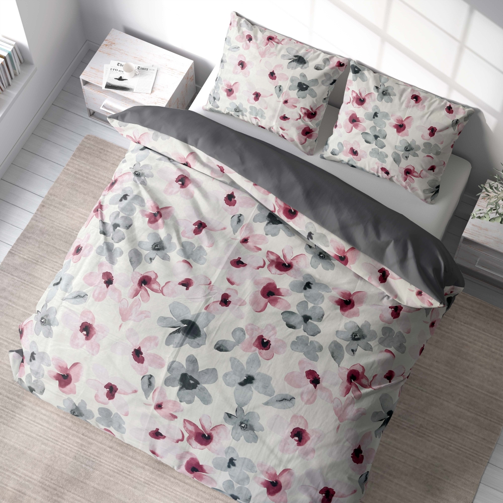 Premium satin bettwäsche set "Floral". Bettwäsche aus Satin, 135/140x200 cm, 155/160x200 cm, 200x200 cm, 200x220 cm