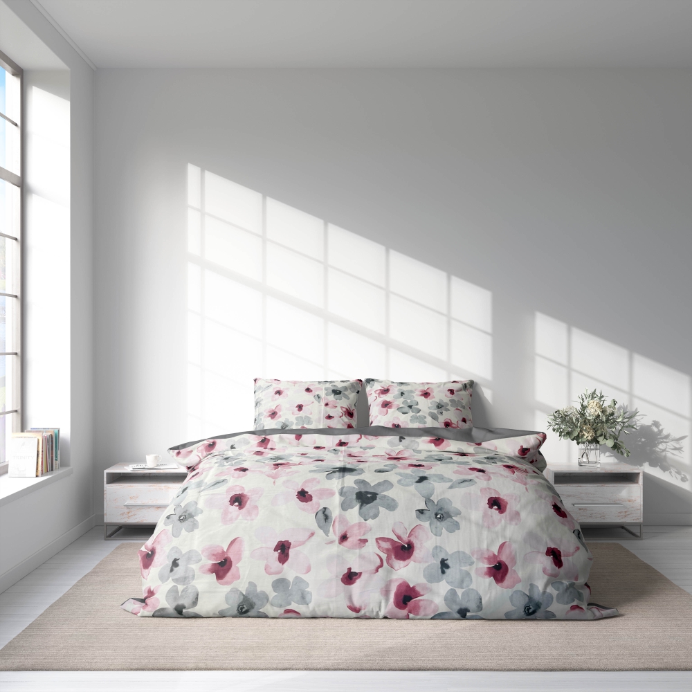 Premium satin bettwäsche set "Floral". Bettwäsche aus Satin, 135/140x200 cm, 155/160x200 cm, 200x200 cm, 200x220 cm