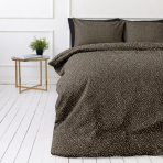 Premium satin bettwäsche set "Frisson". Bettwäsche 155x200, 135/140x200 cm, 150x200 cm, 155/160x200 cm, 180x200 cm, 200x200 cm, 200x220 cm. Zartes dunkelbraunes bettwäsche-set mit dichtem muster kleiner weißer blüten.