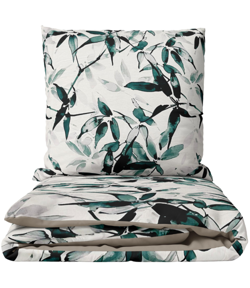 Premium satin bettwäsche set "Nature’s Sketch". Bettwäsche aus Satin