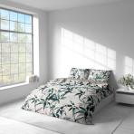 Premium satin bettwäsche set "Nature’s Sketch". Bettwäsche aus Satin, 135/140x200 cm, 200x200 cm, 200x220 cm. Modernes bettwäsche-design mit aquarell-naturmotiv.