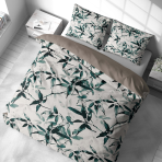 Premium satin bettwäsche set "Nature’s Sketch". Bettwäsche aus Satin, 135/140x200 cm, 200x200 cm, 200x220 cm. Helle und frische bettwäsche, passend für verschiedene einrichtungsstile.