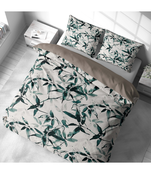 Premium satin bettwäsche set "Nature’s Sketch". Bettwäsche aus Satin