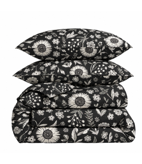 Premium satin bettwäsche set "Night Flowers". Bettwäsche aus Satin