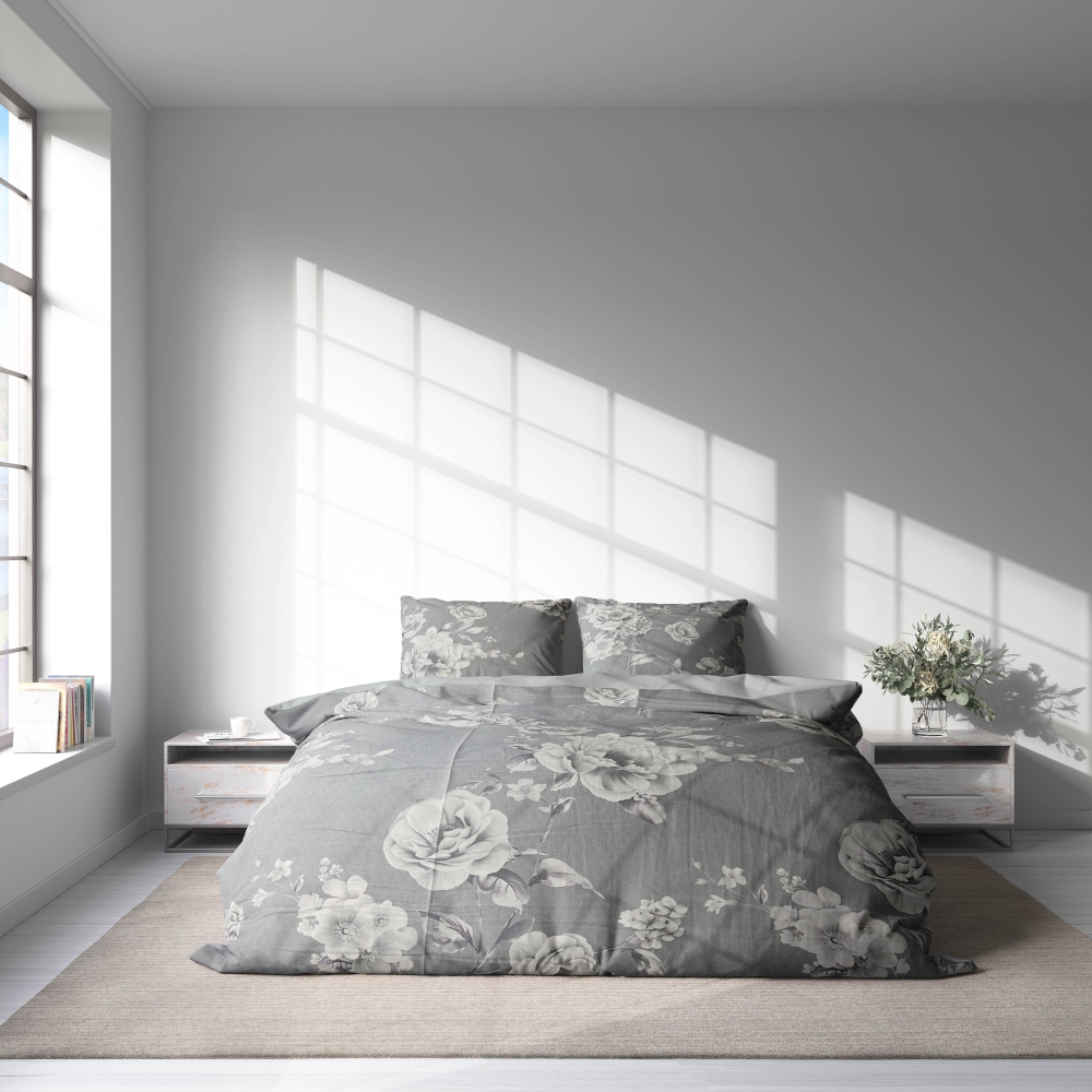Satin bettwäsche set "Pivoine". Bettwäsche aus Satin, 135/140x200 cm, 200x200 cm, 200x220 cm