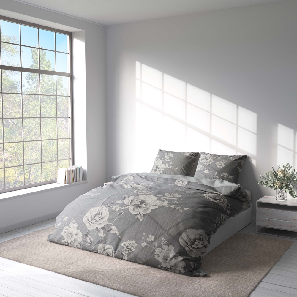 Satin bettwäsche set "Pivoine". Bettwäsche aus Satin, 135/140x200 cm, 200x200 cm, 200x220 cm