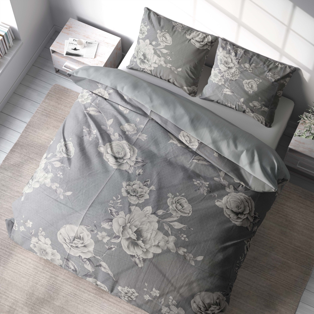 Satin bettwäsche set "Pivoine". Bettwäsche aus Satin, 135/140x200 cm, 200x200 cm, 200x220 cm