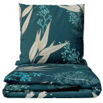 Premium satin bettwäsche set "Premium Verdure". Bettwäsche aus Satin, 135/140x200 cm, 200x200 cm, 200x220 cm. Dunkelgrüne bettwäsche mit zarten floralen elementen, die einen hauch von natur und eleganz in ihr schlafzimmer bringen.
