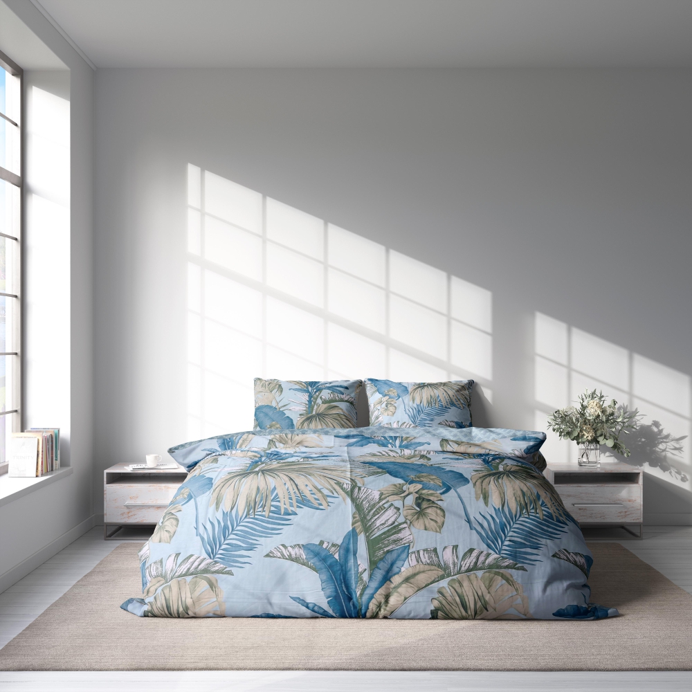 Satin bettwäsche set "Rainforest". Bettwäsche aus Satin, 135/140x200 cm, 150x200 cm, 155/160x200 cm, 180x200 cm, 200x200 cm, 200x220 cm