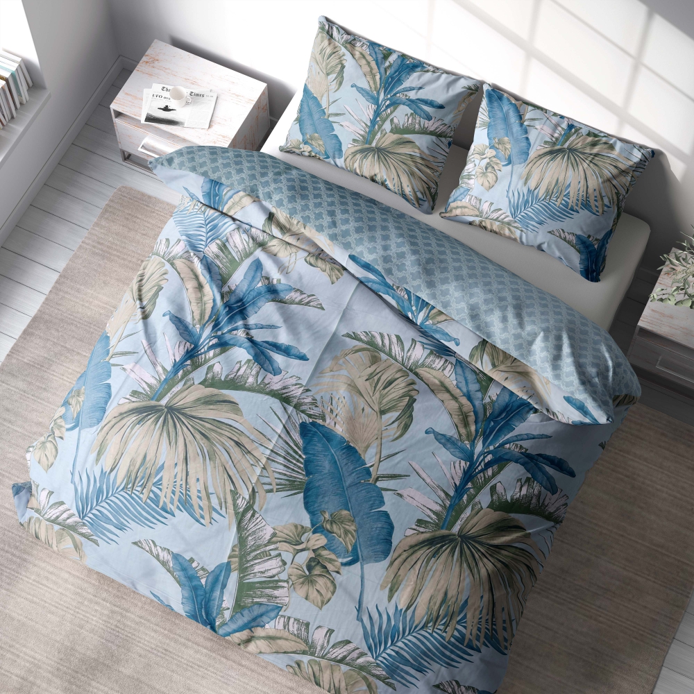 Satin bettwäsche set "Rainforest". Bettwäsche aus Satin, 135/140x200 cm, 150x200 cm, 155/160x200 cm, 180x200 cm, 200x200 cm, 200x220 cm