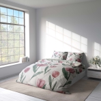 Satin bettwäsche set "Tuliplace". Bettwäsche aus Satin, 135/140x200 cm
