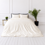 Seidenbettwäsche set "Pearl White Silk". Weiße Bettwäsche, 200x220 cm. Elegantes cremefarbenes bettwäsche-set mit wunderschönem seidenglanz.