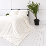 Seidenbettwäsche set "Pearl White Silk". Weiße Bettwäsche, 200x220 cm. Warmes cremefarbenes luxuriöses bettwäsche-set.