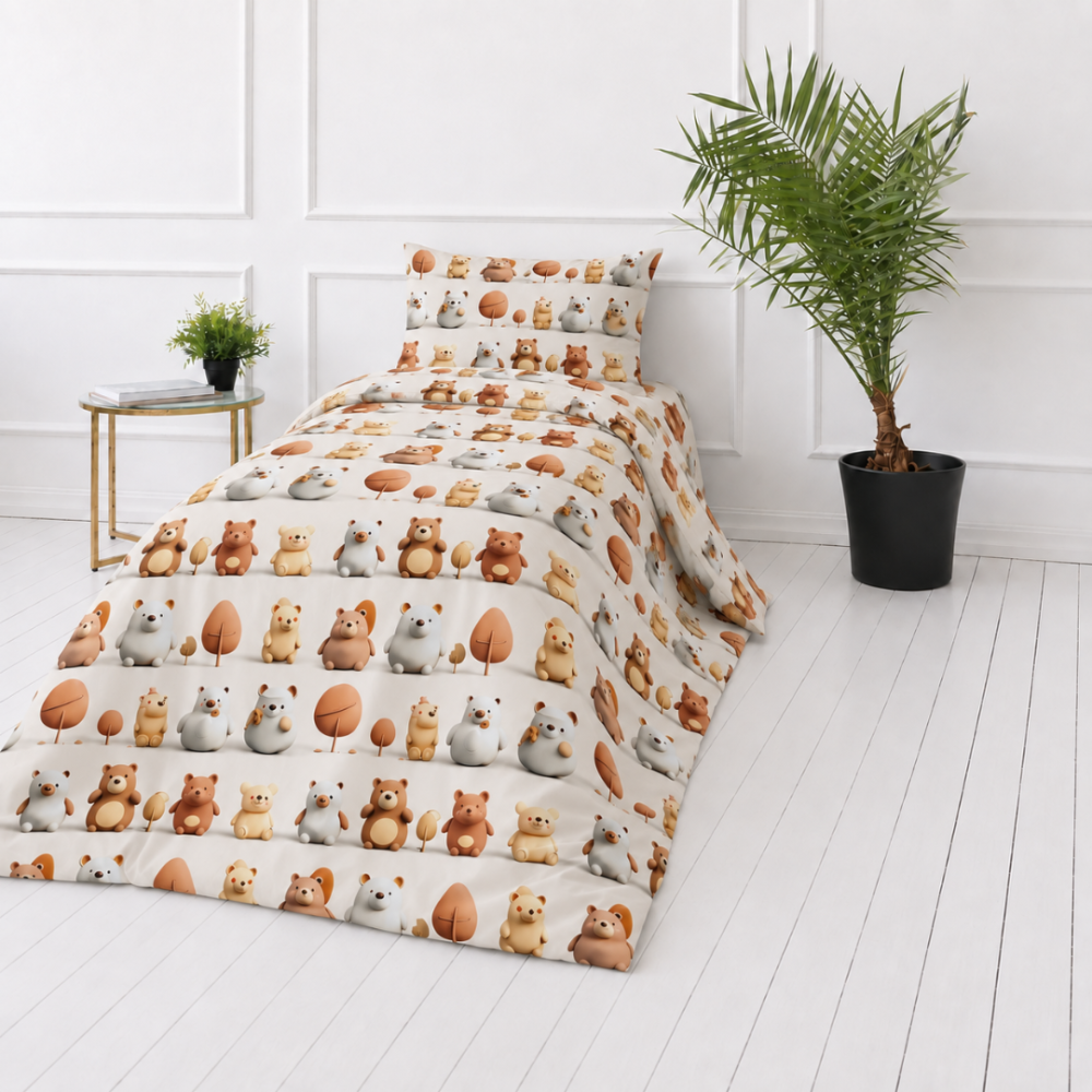 Kinderbettwäsche set "Besties". Bettwäsche 155x200, 135/140x200 cm, 150x200 cm, 155/160x200 cm. Kinder-bettwäsche-set mit bärenmotiven in braun, grau und creme. Kinderbettwäsche set "Besties". Bettwäsche 155x200, 135/140x200 cm, 150x200 cm, 155/160x200 cm. Kinder-bettwäsche-set mit bärenmotiven in braun, grau und creme.