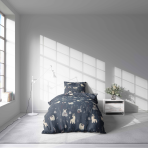 Bettwäsche set „Dreambound Cubs“. Bettwäsche 155x200, 100x140 cm, 135/140x200 cm, 150x200 cm, 155/160x200 cm. Kinderbettwäsche mit süßen bärenfiguren und feinen pflanzenmustern