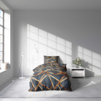 Bettwäsche set "Zafirion". Bettwäsche 155x200, 135/140x200 cm, 150x200 cm, 155/160x200 cm. Anthrazitfarbene bettwäsche mit markantem linien-design.