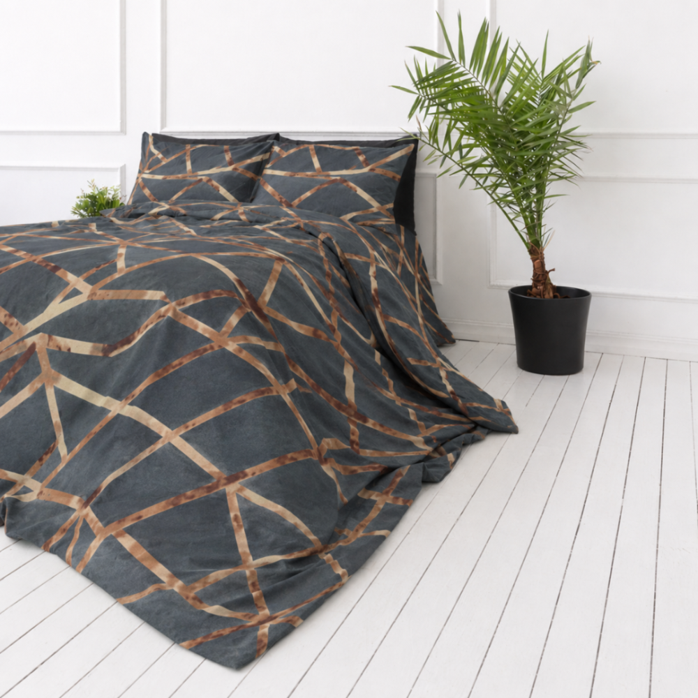 Bettwäsche set "Zafirion". Bettwäsche 155x200, 135/140x200 cm, 150x200 cm, 155/160x200 cm. Anthrazitfarbene bettwäsche mit markantem linien-design. Bettwäsche set "Zafirion". Bettwäsche 155x200, 135/140x200 cm, 150x200 cm, 155/160x200 cm. Anthrazitfarbene bettwäsche mit markantem linien-design.