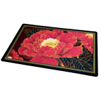 Badematte „Euphoria mat“, 58x88 cm. Schwarze badematte mit roten blütenmotiven und goldfarbener verzierung. Badematte „Euphoria mat“, 58x88 cm. Schwarze badematte mit roten blütenmotiven und goldfarbener verzierung.