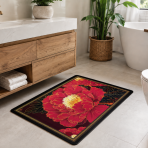 Badematte „Euphoria mat“, 58x88 cm. Rechteckige badematte mit kräftig roten blumen auf dunklem hintergrund. Badematte „Euphoria mat“, 58x88 cm. Rechteckige badematte mit kräftig roten blumen auf dunklem hintergrund.