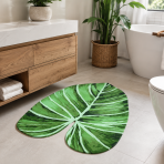Badematte „Leaf mat“, 58x88 cm. Markante badematte mit großem tropenblatt-motiv und einem design in verschiedenen grüntönen. Badematte „Leaf mat“, 58x88 cm. Markante badematte mit großem tropenblatt-motiv und einem design in verschiedenen grüntönen.