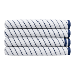 Badetuch „Marine Stripe“, 70x130 cm. Weißes badetuch mit schmalen dunkelblauen streifen und blauem abschluss. Badetuch „Marine Stripe“, 70x130 cm. Weißes badetuch mit schmalen dunkelblauen streifen und blauem abschluss.