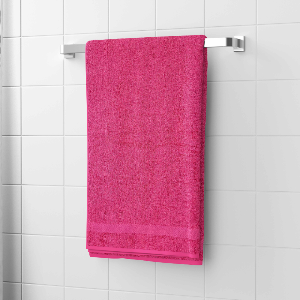 Badetuch „Raspberry Economic Towel“. Badetücher, 60x35 cm, 100x45 cm. Rosa handtuch mit feinem saum unten