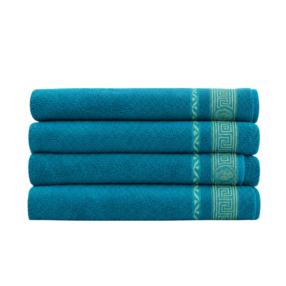 Badetuch „Teal olympian“, 50x100 cm, 70x140 cm. Türkisfarbenes handtuch mit griechischen ornamenten und goldenen akzenten. Badetuch „Teal olympian“, 50x100 cm, 70x140 cm. Türkisfarbenes handtuch mit griechischen ornamenten und goldenen akzenten.