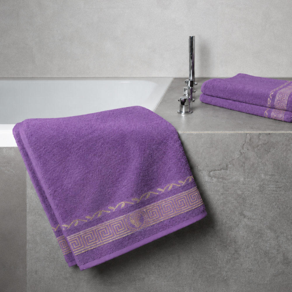 Badetuch „Violet olympian“, 50x100 cm, 70x140 cm. Luxuriöses handtuch aus hochwertigem material mit einzigartigem design. Badetuch „Violet olympian“, 50x100 cm, 70x140 cm. Luxuriöses handtuch aus hochwertigem material mit einzigartigem design.
