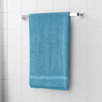 Badetuch „Waterloo Economic Towel“. Badetücher, 60x35 cm, 100x45 cm. Hellblaues handtuch mit breiterem saum unten
